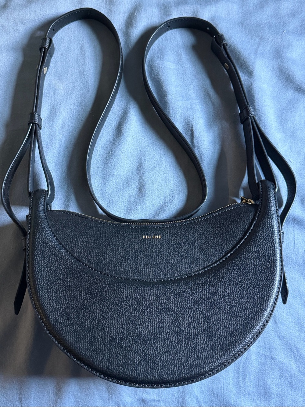 Polene Black Crescent Shoulder Bag